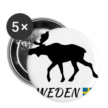 Elch, Schweden - Buttons groß 56 mm (5er Pack) - Weiß - Vorne