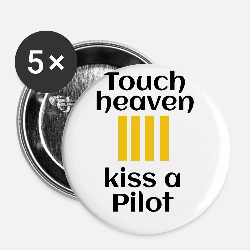 Kiss A Pilot - Buttons large 2.2''/56 mm (5-pack) - white