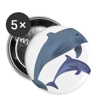 2 niedliche Delphine. Geschenkidee - Buttons groß 56 mm (5er Pack) - Weiß - Vorne