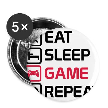 eat sleep game repeat - Buttons large 2.2''/56 mm (5-pack) - white - Front