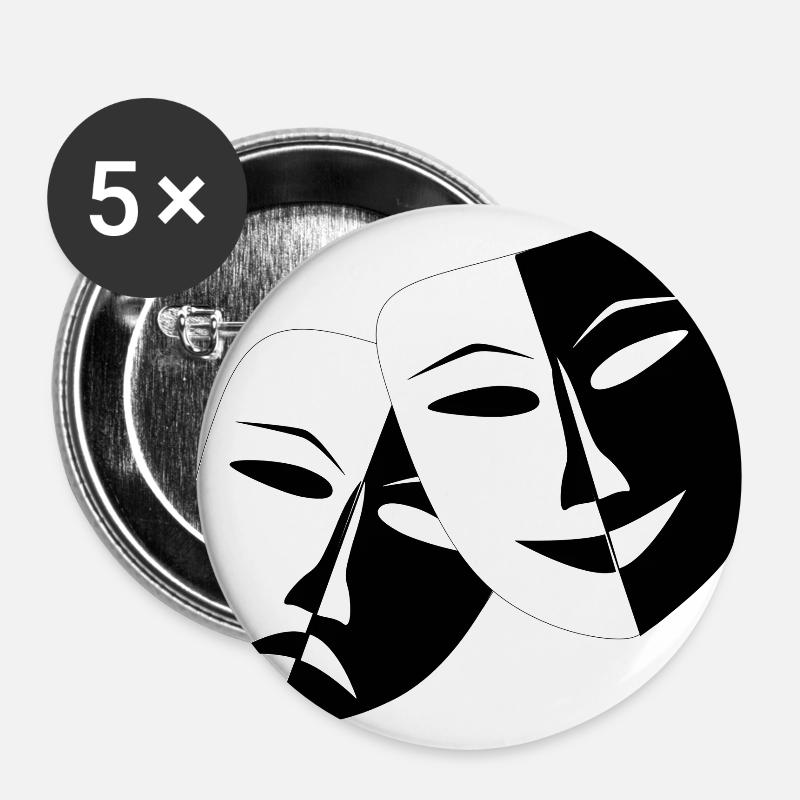 Theater Masken - Buttons large 2.2''/56 mm (5-pack) - white