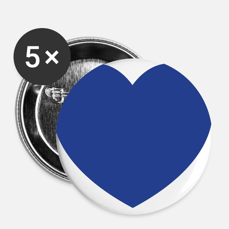Dark Blue Heart - Buttons large 2.2''/56 mm (5-pack) - white