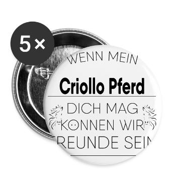 Criollo Pferd Geschenk - Buttons groß 56 mm (5er Pack) - Weiß - Vorne