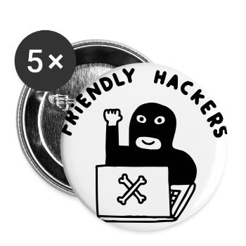 Friendly Hackers Club - Buttons groß 56 mm (5er Pack) - Weiß - Vorne