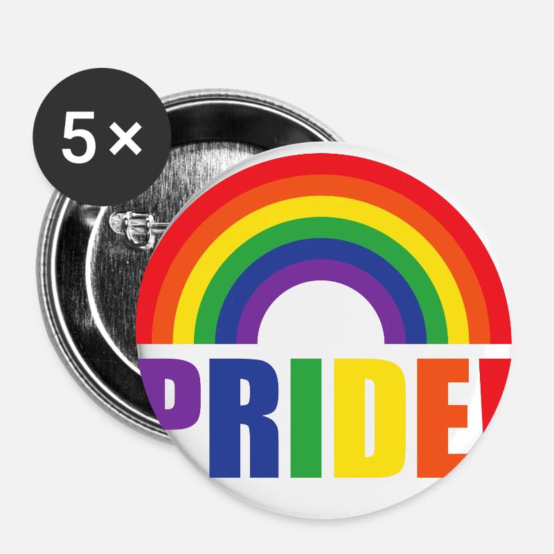 Pride Rainbow | LGBT | gift idea - Buttons large 2.2''/56 mm (5-pack) - white