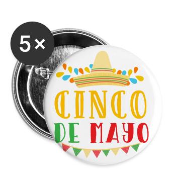 Cinco de Mayo Shirt Geschenk - Buttons groß 56 mm (5er Pack) - Weiß - Vorne