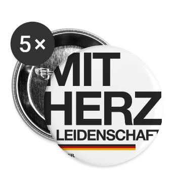 Deutschland - Weltmeister mit Herz & Leidenschaft - Buttons groß 56 mm (5er Pack) - Weiß - Vorne