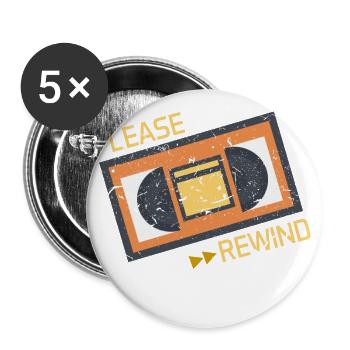 Funny VHS VCR Vintage 90s 80s Shirt Gift - Buttons large 2.2''/56 mm (5-pack) - white - Front