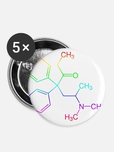 Methadon Strukturformel - Buttons groß 56 mm (5er Pack) - Weiß