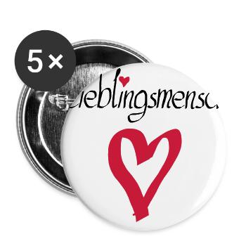 Lieblingsmensch Herz gross - Buttons groß 56 mm (5er Pack) - Weiß - Vorne