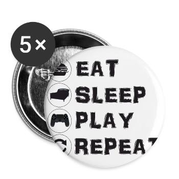 Manger, dormir, jouer, répéter - Lot de 5 grands badges (56 mm) - blanc - Devant