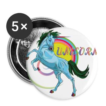 Blue unicorn, the legendary mythical animal - Buttons large 2.2''/56 mm (5-pack) - white - Front