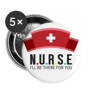 Krankenschwester - Buttons groß 56 mm (5er Pack) - Weiß - Vorne