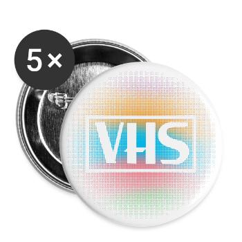 Funny VHS VCR Vintage 90s 80s - Buttons large 2.2''/56 mm (5-pack) - white - Front