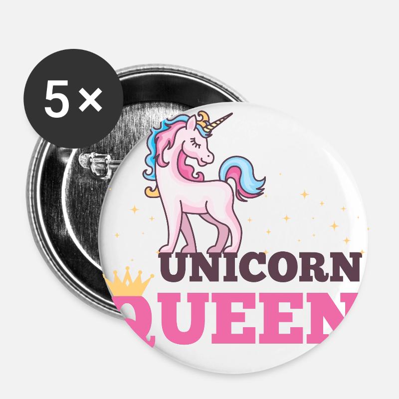 UNICORN QUEEN - Buttons large 2.2''/56 mm (5-pack) - white