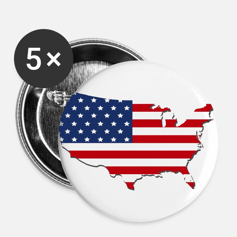Map USA - Buttons large 2.2''/56 mm (5-pack) - white