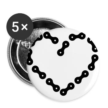 Vélo vélo coeur amour - Lot de 5 grands badges (56 mm) - blanc - Devant