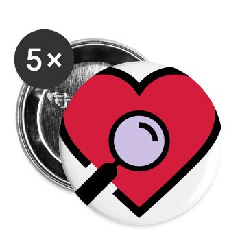 Herzuntersuchung Lupe - Buttons groß 56 mm (5er Pack) - Weiß - Vorne
