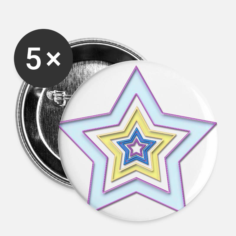 Star in star - Buttons large 2.2''/56 mm (5-pack) - white
