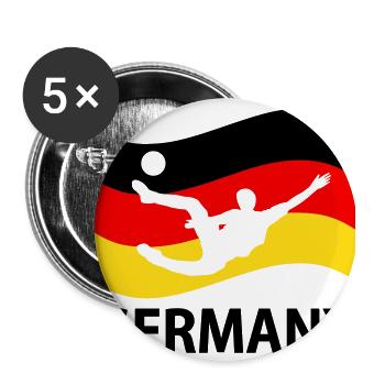 Deutschland Fußball - Buttons groß 56 mm (5er Pack) - Weiß - Vorne