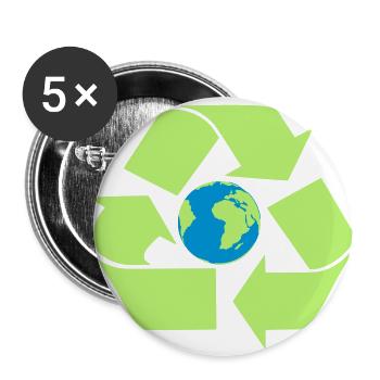 Recycling earth - Buttons large 2.2''/56 mm (5-pack) - white - Front
