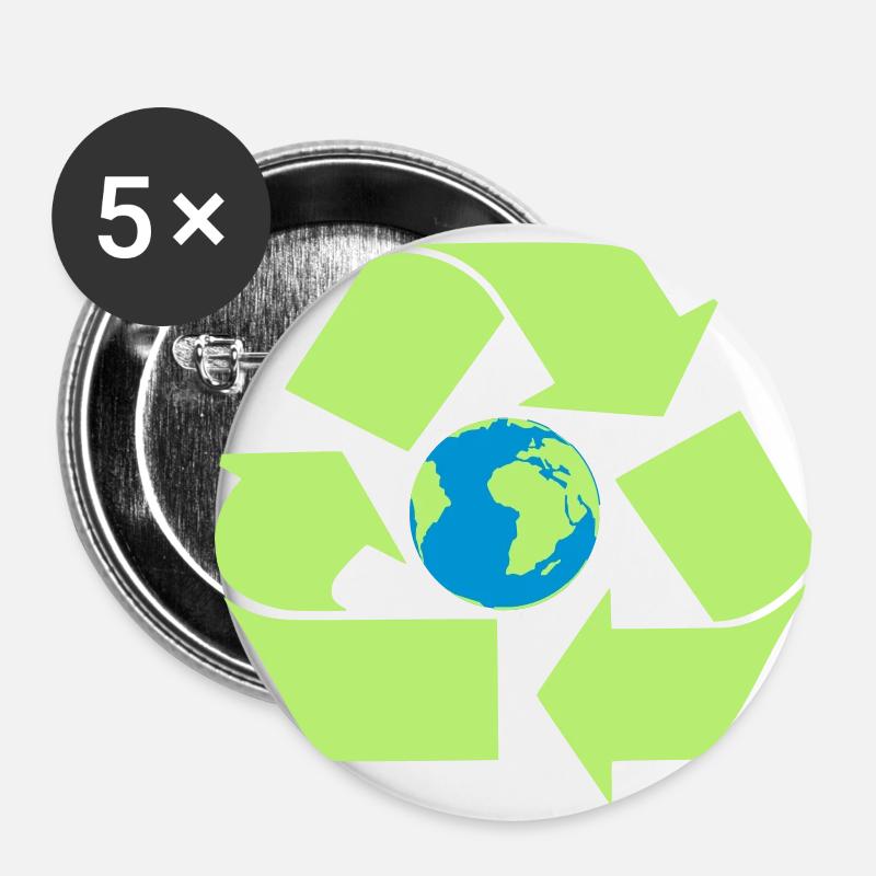 Recycling earth - Buttons large 2.2''/56 mm (5-pack) - white