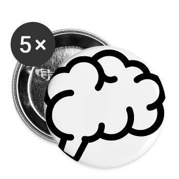 Gehirn, Hirn, Schlau, Intelligent - Buttons groß 56 mm (5er Pack) - Weiß - Vorne