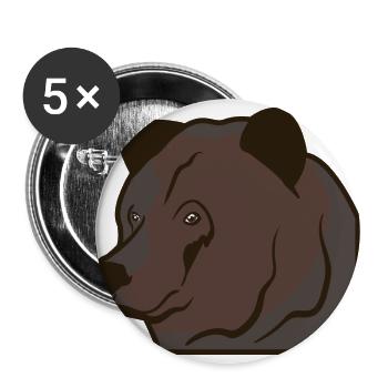 Bear head brown bear - Buttons large 2.2''/56 mm (5-pack) - white - Front