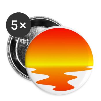Coucher de soleil / soleil - Lot de 5 grands badges (56 mm) - blanc - Devant