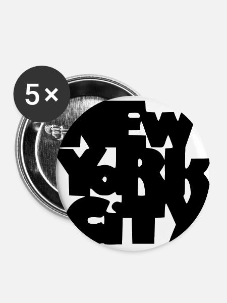 New York City - Buttons groß 56 mm (5er Pack) - Weiß