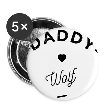 Daddy wolf - Lot de 5 grands badges (56 mm) - blanc - Devant