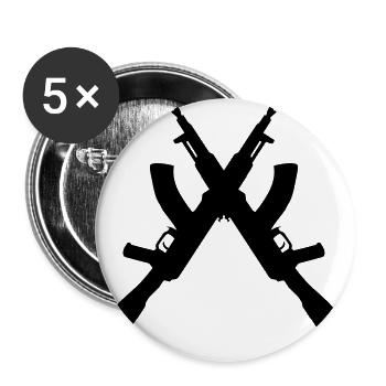 Crossed AK47 - Buttons groß 56 mm (5er Pack) - Weiß - Vorne