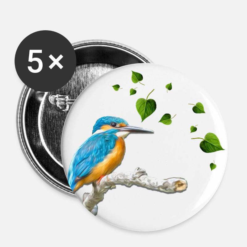 Eisvogel - Buttons groß 56 mm (5er Pack) - Weiß
