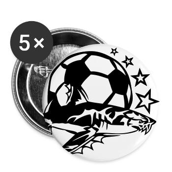 Fußball Hai Logo Design Club - Buttons groß 56 mm (5er Pack) - Weiß - Vorne