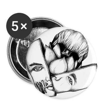 Garten nach innen - Buttons groß 56 mm (5er Pack) - Weiß - Vorne