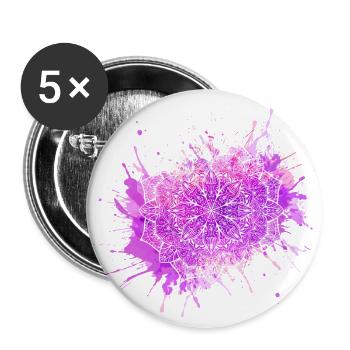 Mandala - Lila - Buttons groß 56 mm (5er Pack) - Weiß - Vorne