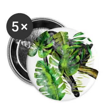 Jaguar The black hunter in the jungle - Buttons large 2.2''/56 mm (5-pack) - white - Front