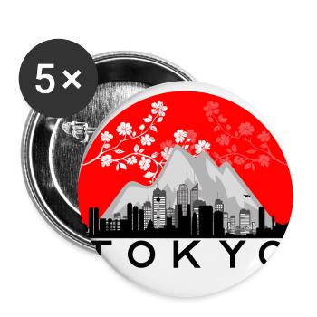 Tokyo - Buttons groß 56 mm (5er Pack) - Weiß - Vorne
