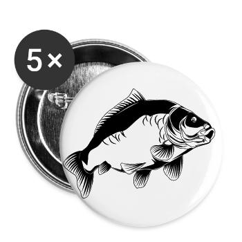 Fishing gear carp catching mirror carp image - Buttons large 2.2''/56 mm (5-pack) - white - Front