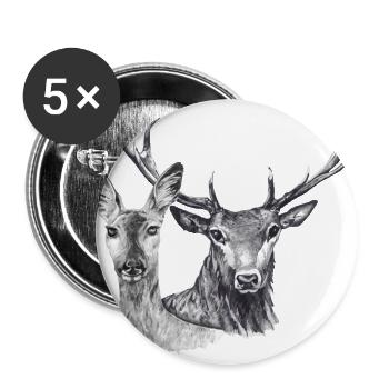 Roe deer and deer - Buttons large 2.2''/56 mm (5-pack) - white - Front