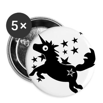 Licorne poney drôle (1c) - Lot de 5 grands badges (56 mm) - blanc - Devant