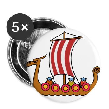 bateau viking - Lot de 5 grands badges (56 mm) - blanc - Devant