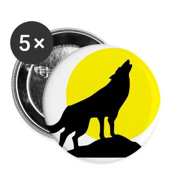 Wolf und Vollmond - Buttons groß 56 mm (5er Pack) - Weiß - Vorne