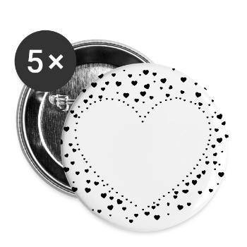 Herz - Buttons groß 56 mm (5er Pack) - Weiß - Vorne