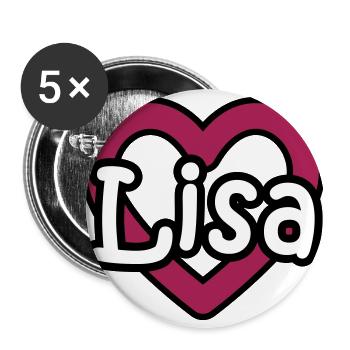 Lisa last name first name maiden name heart name day - Buttons large 2.2''/56 mm (5-pack) - white - Front