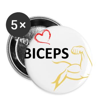 Gymnase d'entraînement de musculation - Lot de 5 grands badges (56 mm) - blanc - Devant