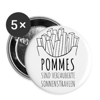 Pommes sind verzauberte Sonnenstrahlen - Buttons groß 56 mm (5er Pack) - Weiß - Vorne