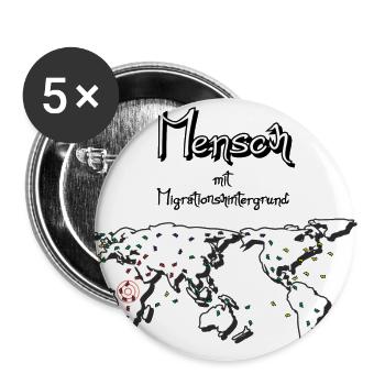 Mensch mit Migrationshintergrund - Buttons groß 56 mm (5er Pack) - Weiß - Vorne