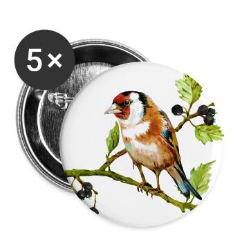 Oiseau coloré - Lot de 5 grands badges (56 mm) - blanc - Devant