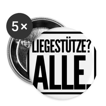 Liegestützen - Buttons groß 56 mm (5er Pack) - Weiß - Vorne